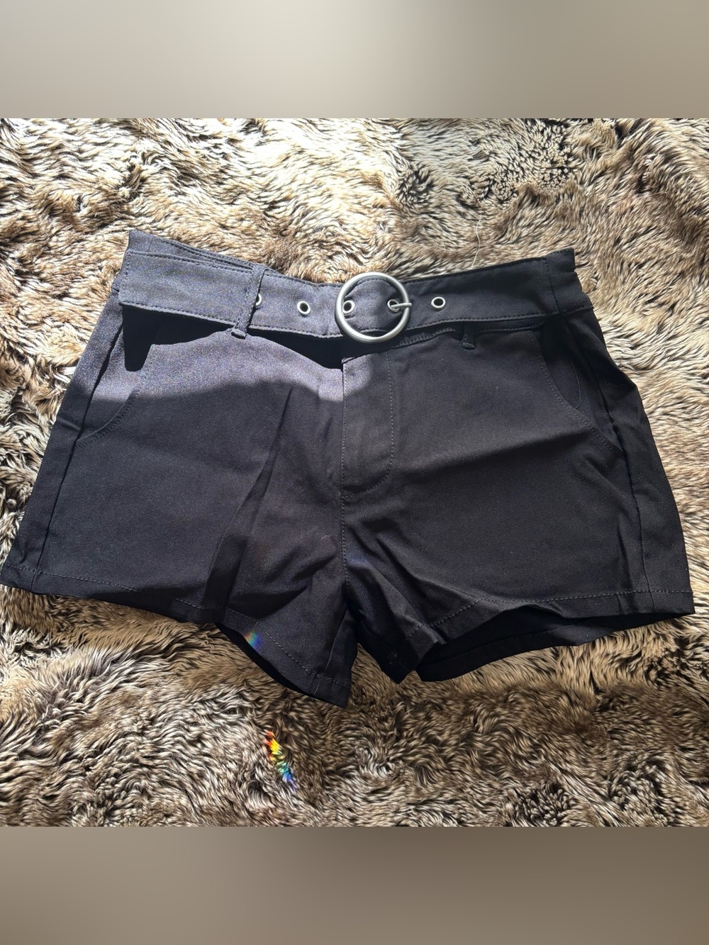 ❗️NEVER WORN❗️ Black Women's Shorts with Silver Ring Belt
